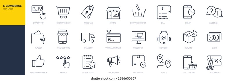 Iconos de comercio electrónico. Trazo editable. Ilustración gráfica vectorial. Para diseño de sitios web, logotipo, aplicación, plantilla, ui, etc.