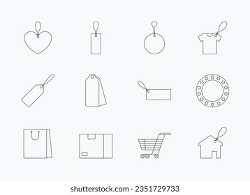 E-commerce icons element set. Shopping. Online shopping thin line icons vector Illustration