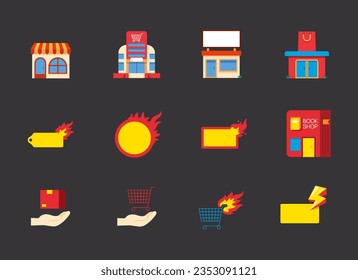 E-commerce icons element set. Shopping. Online shopping thin line icons vector Illustration