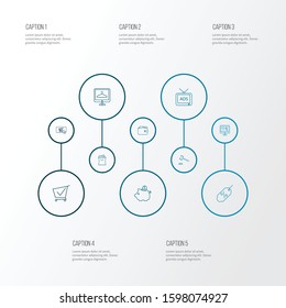 E-commerce icons line style set with shopping website, shopping cart, wallet and other piggy bank elements. Isolated vector illustration e-commerce icons.