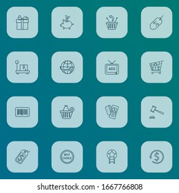 E-Commerce-Icons Linie Stil Set mit der besten Wahl, Geschenk, Preis-Tag-und andere schützen Shop-Elemente. Isolierte Vektorillustration zur Illustration von E-Commerce-Symbolen.