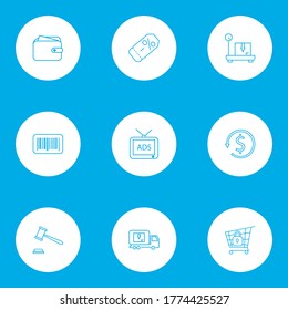 E-commerce icons line style set with barcode, auction, secure shopping and other tv elements. Isolated vector illustration e-commerce icons.