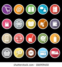 Ecommerce icons with long shadow, stock vector