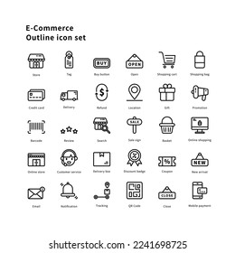 E-commerce icons. E-commerce outline icon set. Icon for website, application, print, poster design, etc.
