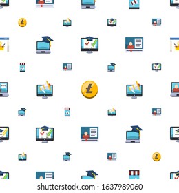 e-commerce icons pattern seamless. Included editable flat shopping cart, Altcoin, Mobile marketing, eCommerce, Digital marketing, eCommerce marketing icons. e-commerce icons for web and mobile.