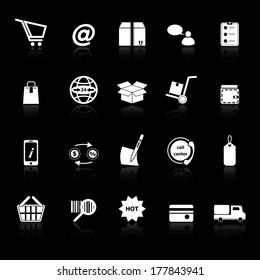 Ecommerce icons with reflect on black background , stock vector