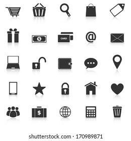 Ecommerce icons with reflect on white background, stock vector