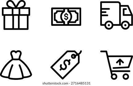 Ecommerce icons representing shopping and delivery