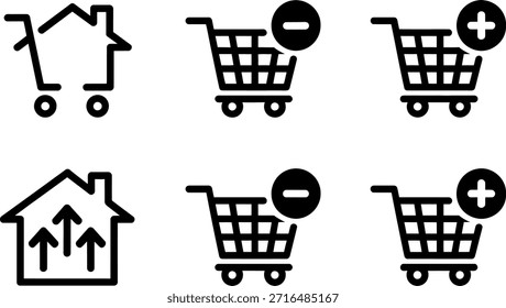Ecommerce icons representing shopping and home delivery