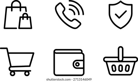 Ecommerce icons representing shopping and security