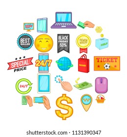 E-commerce icons set. Cartoon set of 25 e-commerce vector icons for web isolated on white background
