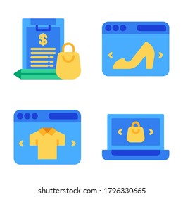 Ecommerce Icons Set = clipboard, web, web commerce, shopping online. Perfect for website mobile app, presentation, illustration and any other projects.