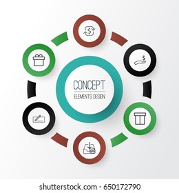 E-Commerce Icons Set. Collection Of Box, Recurring Payements, Withdraw Money And Other Elements. Also Includes Symbols Such As Purchase, Pay, Transfer.