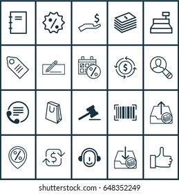 E-Commerce Icons Set. Collection Of Discount Location, Recommended, Handbag Elements. Also Includes Symbols Such As Find, Barcode, Purchase.