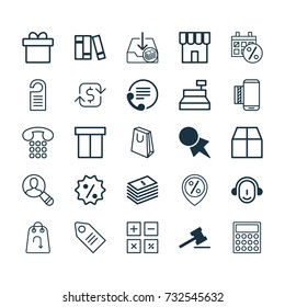 Ecommerce Icons Set. Collection Of Discount Location, Rebate Sign, Recurring Payements And Other Elements. Also Includes Symbols Such As Box, Compute, Refund.