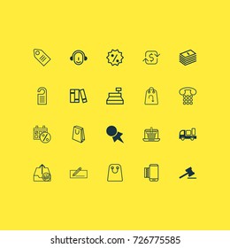 Ecommerce Icons Set. Collection Of Dollar Banknote, Ticket, Money Transfer And Other Elements. Also Includes Symbols Such As Recur, Shopping, Trade.