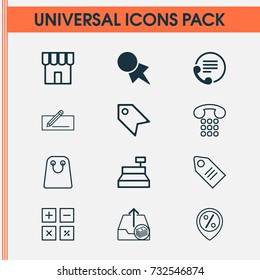 Ecommerce Icons Set. Collection Of Money Transfer, Telephone, Till And Other Elements. Also Includes Symbols Such As Paid, Upload, Count.
