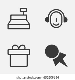 E-Commerce Icons Set. Collection Of Present, Till, Employee And Other Elements. Also Includes Symbols Such As Employee, Coupon, Present.
