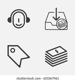 E-Commerce Icons Set. Collection Of Price Stamp, Withdraw Money, Employee And Other Elements. Also Includes Symbols Such As Download, Center, Dollar.