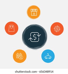Ecommerce Icons Set. Collection Of Recurring Payements, Tote Bag, Shop And Other Elements. Also Includes Symbols Such As Refund, Money, Store.