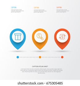 E-Commerce Icons Set. Collection Of Recurring Payements, Box, Business Inspection And Other Elements. Also Includes Symbols Such As Refund, Inspection, Recur.