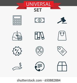 Ecommerce Icons Set. Collection Of Rich, Buck, Telephone And Other Elements. Also Includes Symbols Such As Marker, Wealth, Dollar.