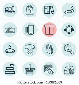 Ecommerce Icons Set. Collection Of Rich, Mobile Service, Employee And Other Elements. Also Includes Symbols Such As Bag, Packet, Payment.