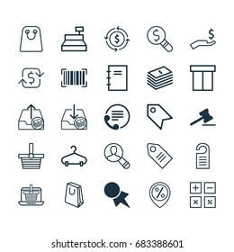 E-Commerce Icons Set. Collection Of Rich, Calculation Tool, Peg And Other Elements. Also Includes Symbols Such As Notepad, Discover, Inspection.