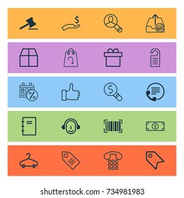 Ecommerce Icons Set. Collection Of Spectator, Price, Employee And Other Elements. Also Includes Symbols Such As Center, Call, Research.