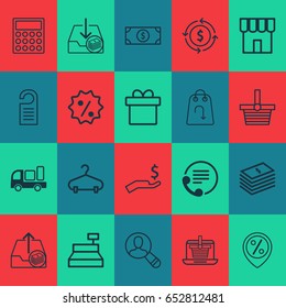 Ecommerce Icons Set. Collection Of Telephone, Peg, Withdraw Money And Other Elements. Also Includes Symbols Such As Paid, Shop, Peg.
