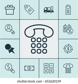 E-Commerce Icons Set. Collection Of Ticket, Finance, Callcentre And Other Elements. Also Includes Symbols Such As Present, Finance, Discount.