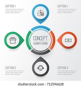 E-Commerce Icons Set. Collection Of Withdraw Money, Present, Employee And Other Elements. Also Includes Symbols Such As Currency, Gift, Sale.