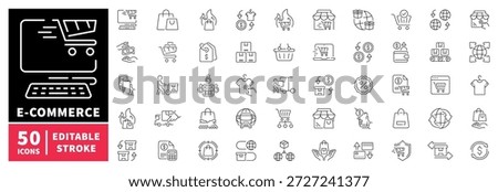 E-commerce icons set. editable line icons for shopping, retail graphics