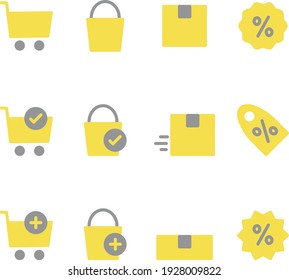 Ecommerce icons set fill yellow