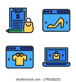 Ecommerce Icons Set (Filled Line) = clipboard, web, web commerce, shopping online. Perfect for website mobile app, presentation, illustration and any other projects.