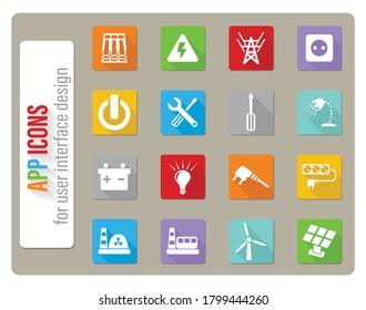 E-commerce icons set in flat design with long shadow