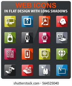 e-commerce icons set in flat design with long shadow