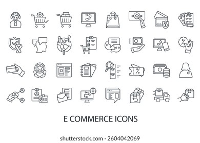 E-commerce icons set isolated on White Background Flat style design