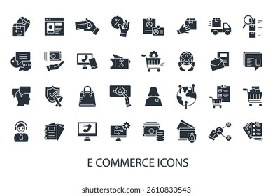 E-commerce icons set isolated on White Background Flat style design