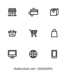 E-commerce icons set. Line vector. Isolated on white background.