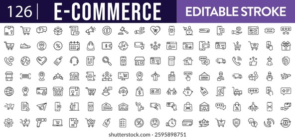  E-commerce Icons Set Modern Editable Stroke Thin Line Style On Isolated White Background