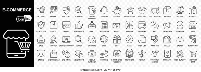 E-Commerce icons set. Online shopping icons for web and mobile app . Outline stroke icons.