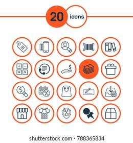 E-commerce icons set with rich, spectator, money transfer and other business inspection elements. Isolated vector illustration e-commerce icons.