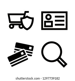 ecommerce icons set with secure shopping, credit card and ecommerce user profile vector set