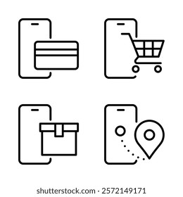 E-commerce icons set. Simple outline style. Vector. Isolate on white background.