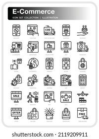 E-Commerce Icons Set. UI Pixel Perfect Well-crafted Vector Thin Line Icons. The illustrations are a vector.
