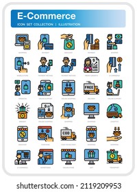 E-Commerce Icons Set. UI Pixel Perfect Well-crafted Vector Thin Line Icons. The illustrations are a vector.
