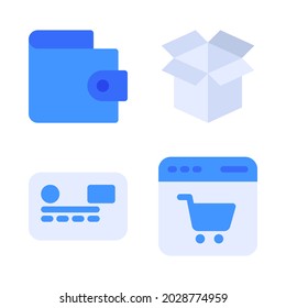 Ecommerce icons set  Wallet, box, credit card, web shopping. Perfect for website mobile app, app icons, presentation, illustration and any other projects.