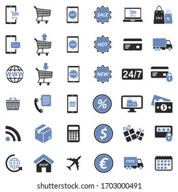 E-Commerce Icons. Two Tone Flat Design. Vector Illustration.