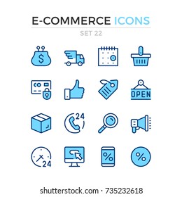 E-commerce icons. Vector line icons set. Premium quality. Simple thin line design. Modern outline symbols, pictograms.